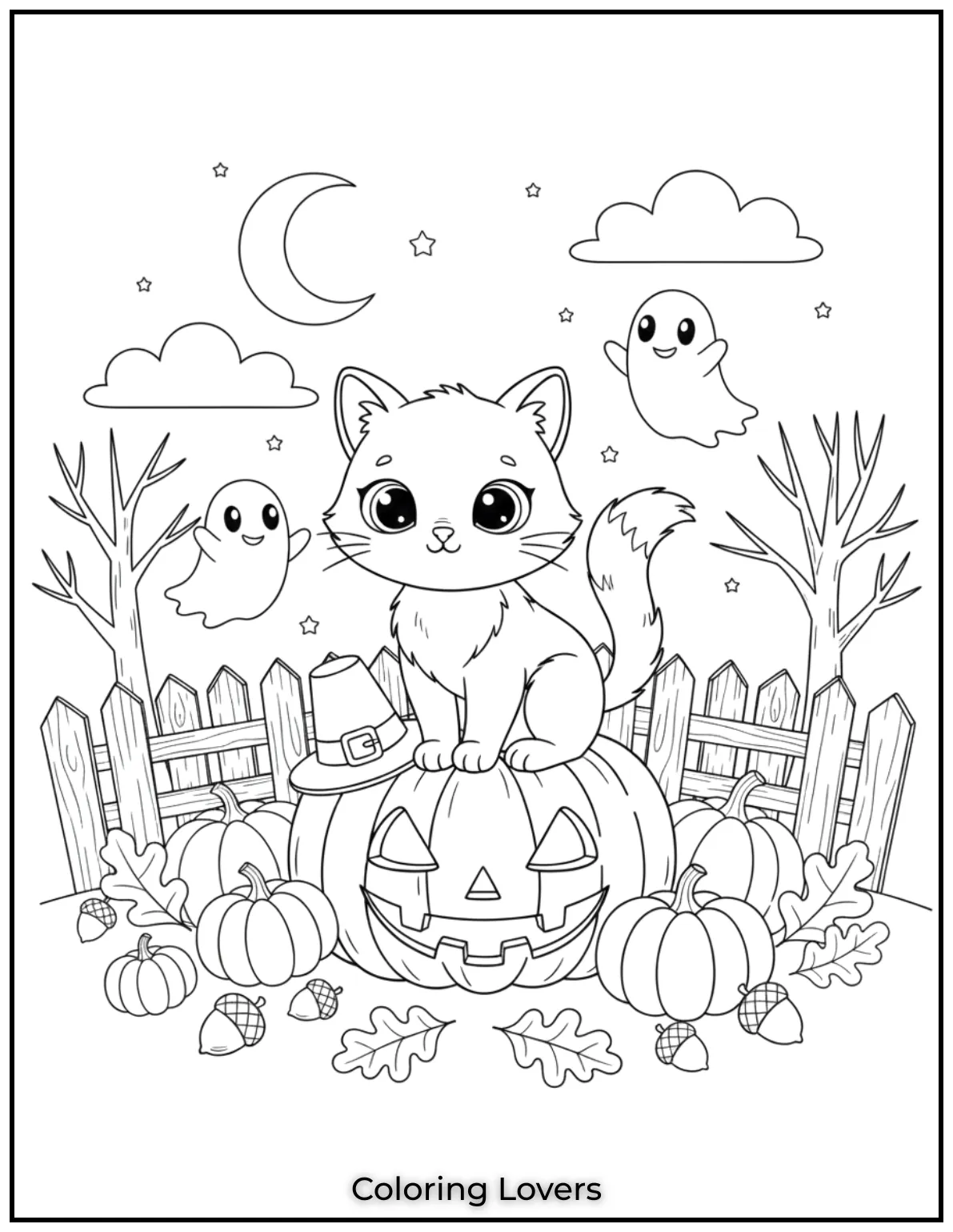 This playful black cat sitting atop the jack o lantern adds a bit of Halloween magic