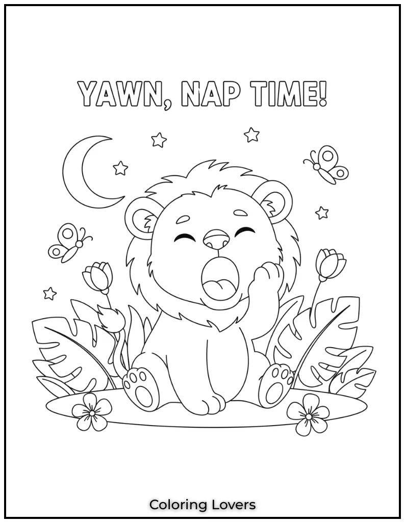 This sleepy lion cub lets out a big yawn looks like its nap time after a long day of adventures