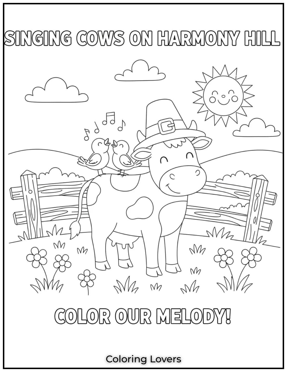 Two happy birds sing while resting on a cows back