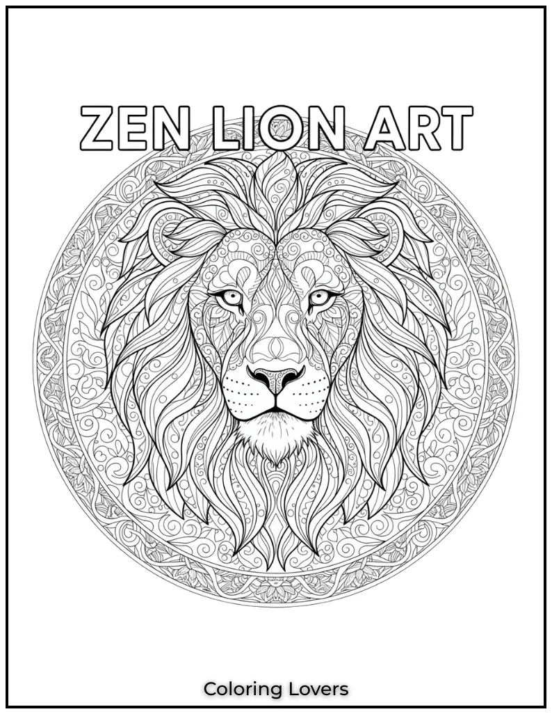 With its intricate details this lion coloring page invites adults to unwind and enjoy a creative focused coloring