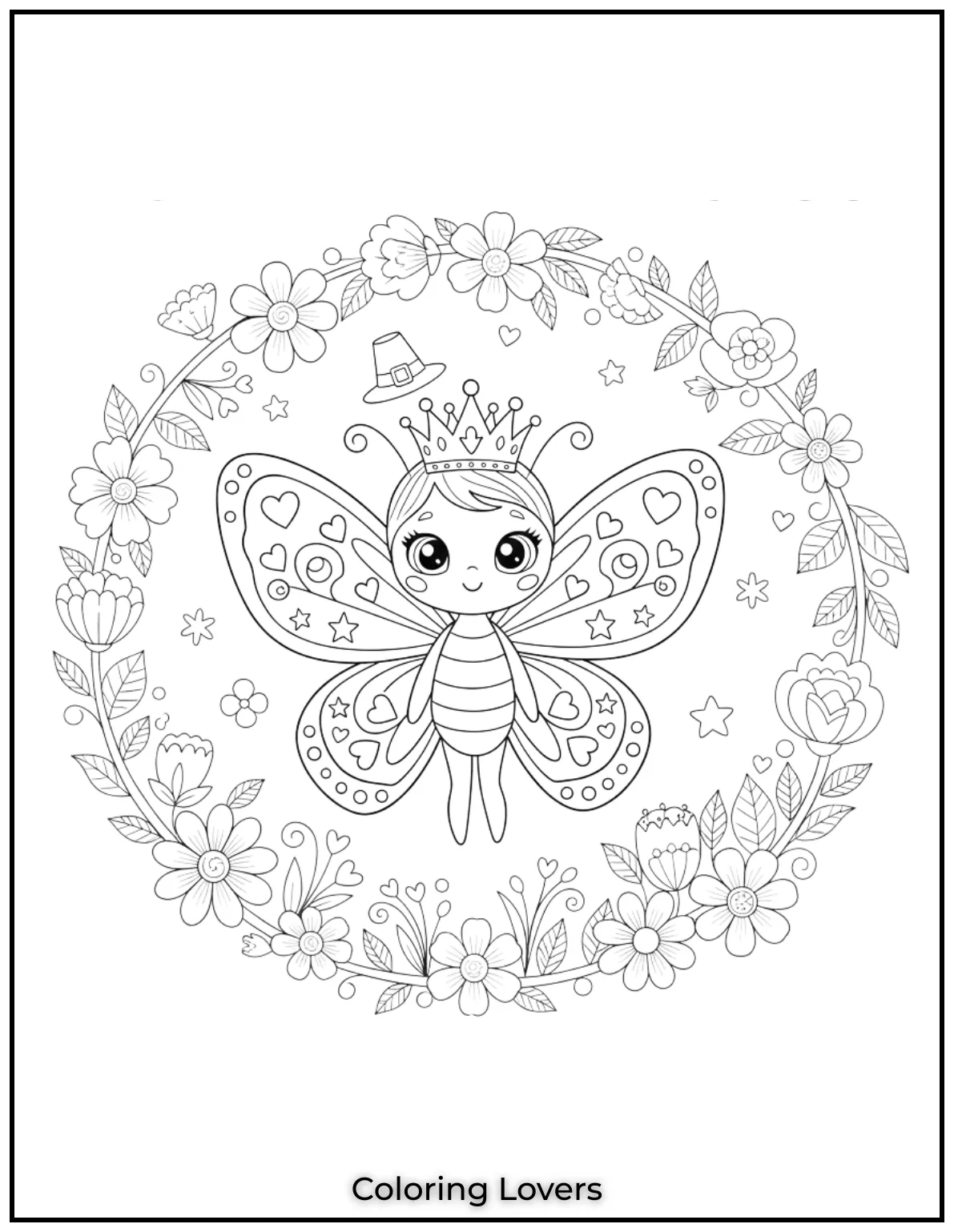 A sweet butterfly princess with a crown
