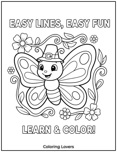 An easy butterfly coloring page perfect for young children
