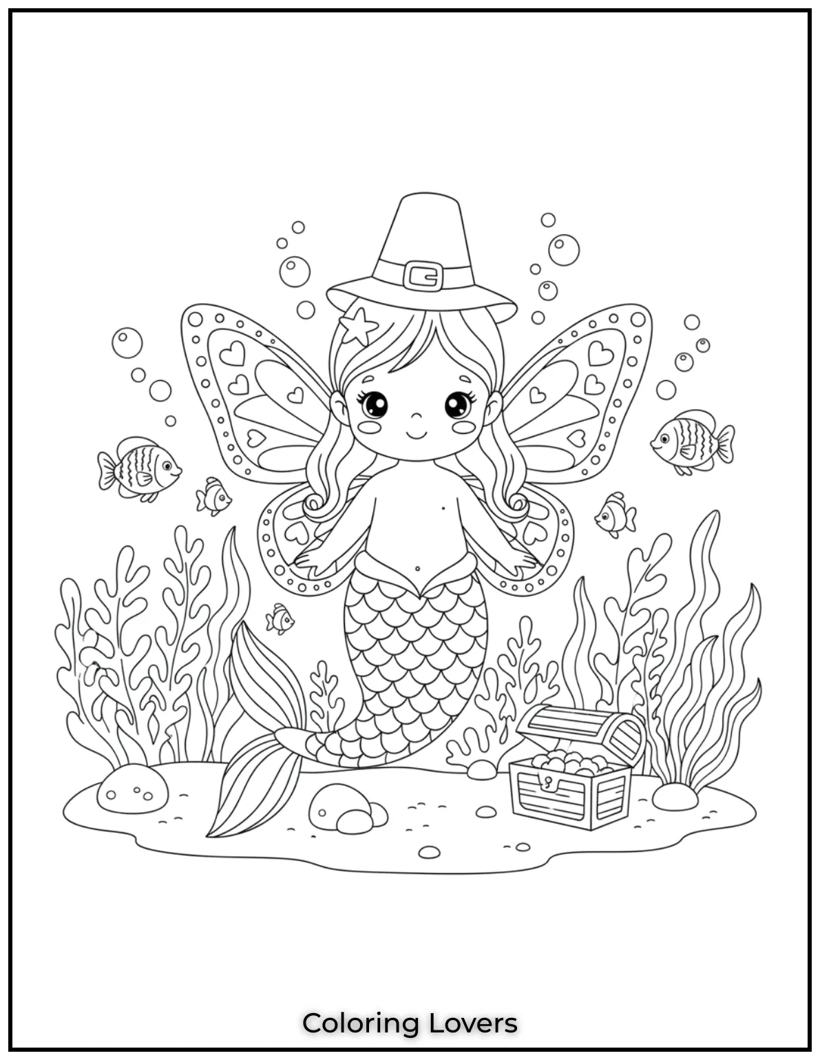 This adorable mermaid with butterfly wings