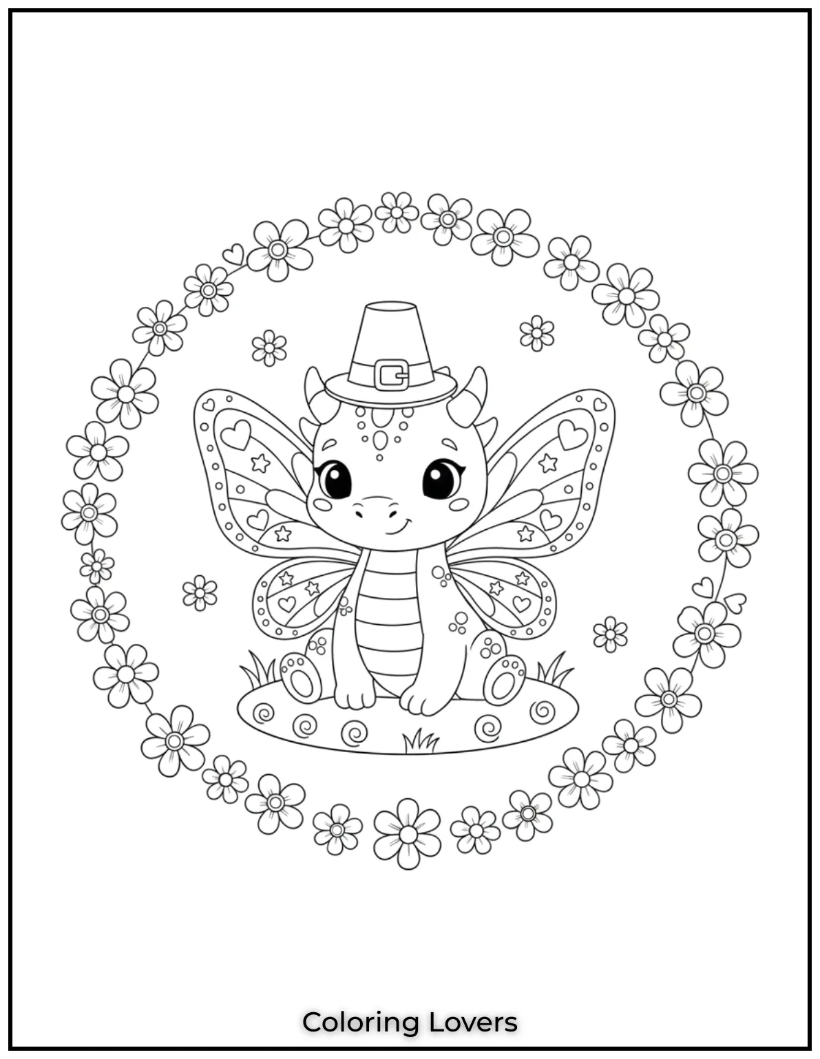 This baby dragon with butterfly wings coloring pages.