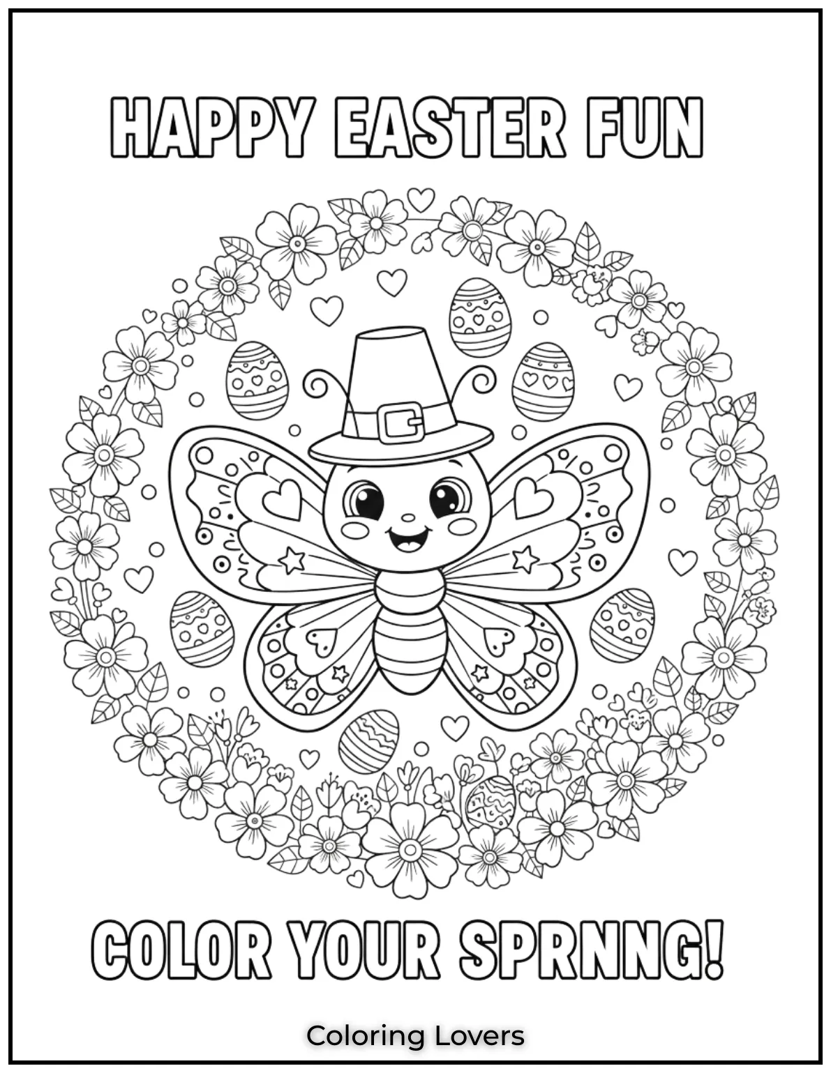 This butterfly with Easter eggs creates a joyful scene.