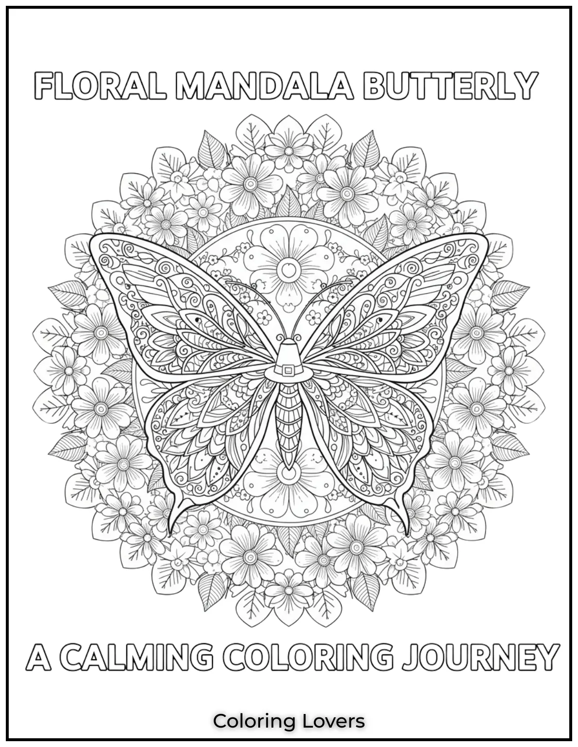 This detailed mandala butterfly is full of floral patterns.