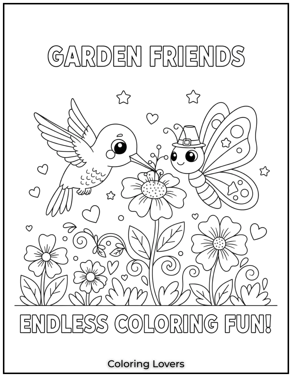 hummingbird and butterfly coloring pages
