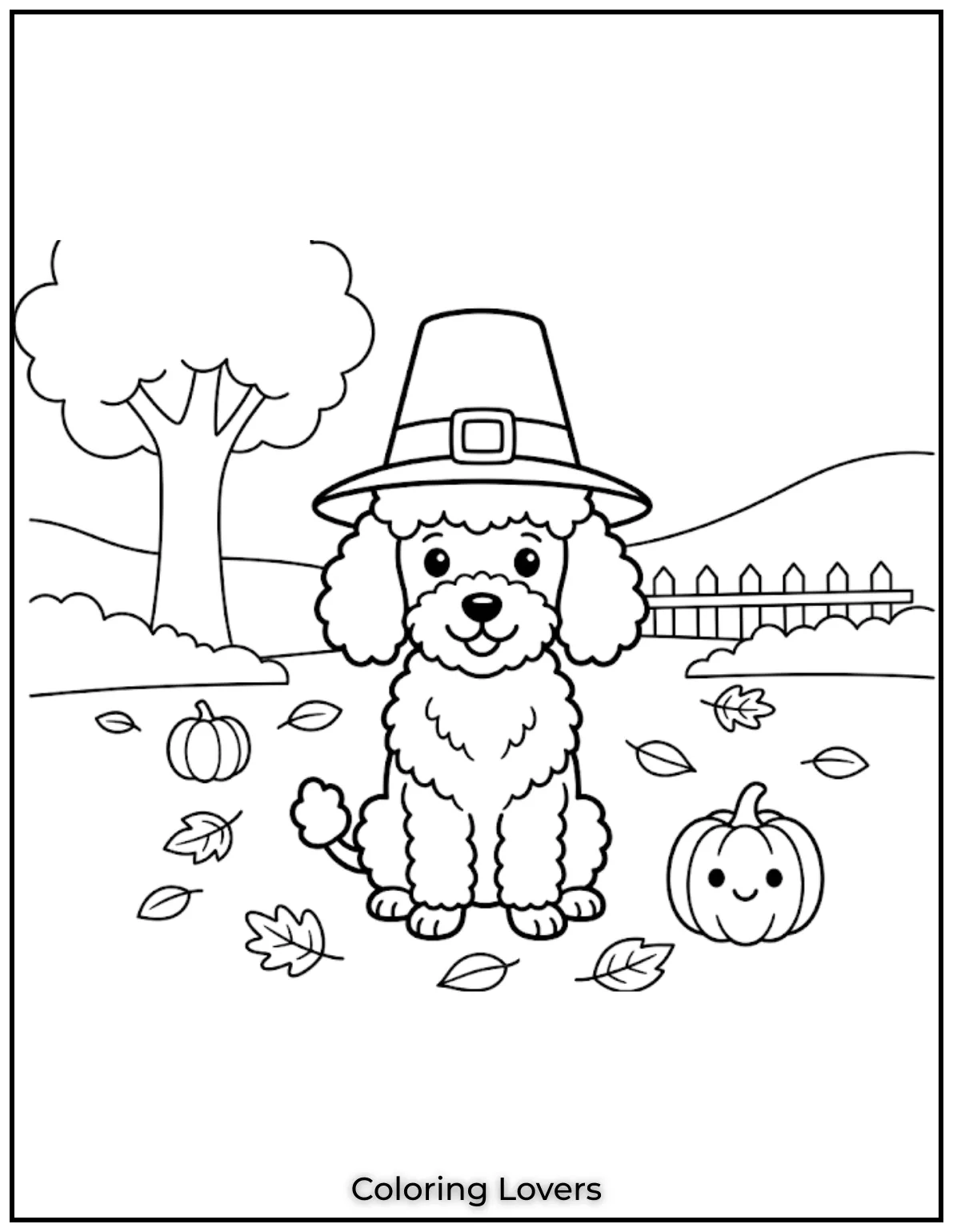 Cute poodle puppy coloring page