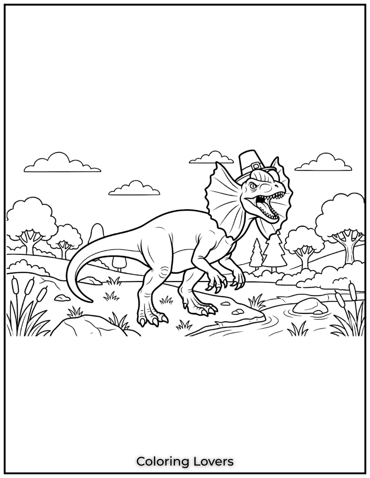 The realistic Dilophosaurus shows off its frills and roar in action.