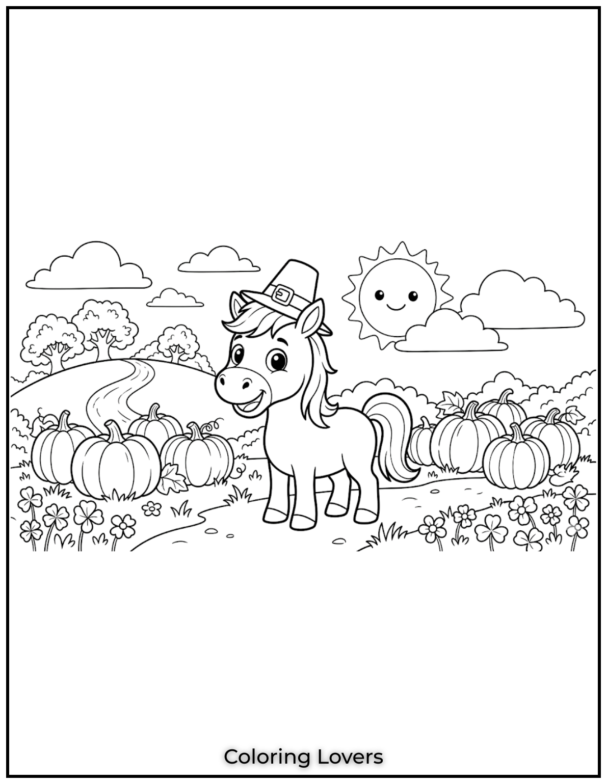 Beautiful Coloring Pages of Horses for Kids and Adults 6 This adorable little horse looks like its ready for a playful adventure With those big eyes and a cheerful smile your child will love bringing this friendly foal to life with their favorite col