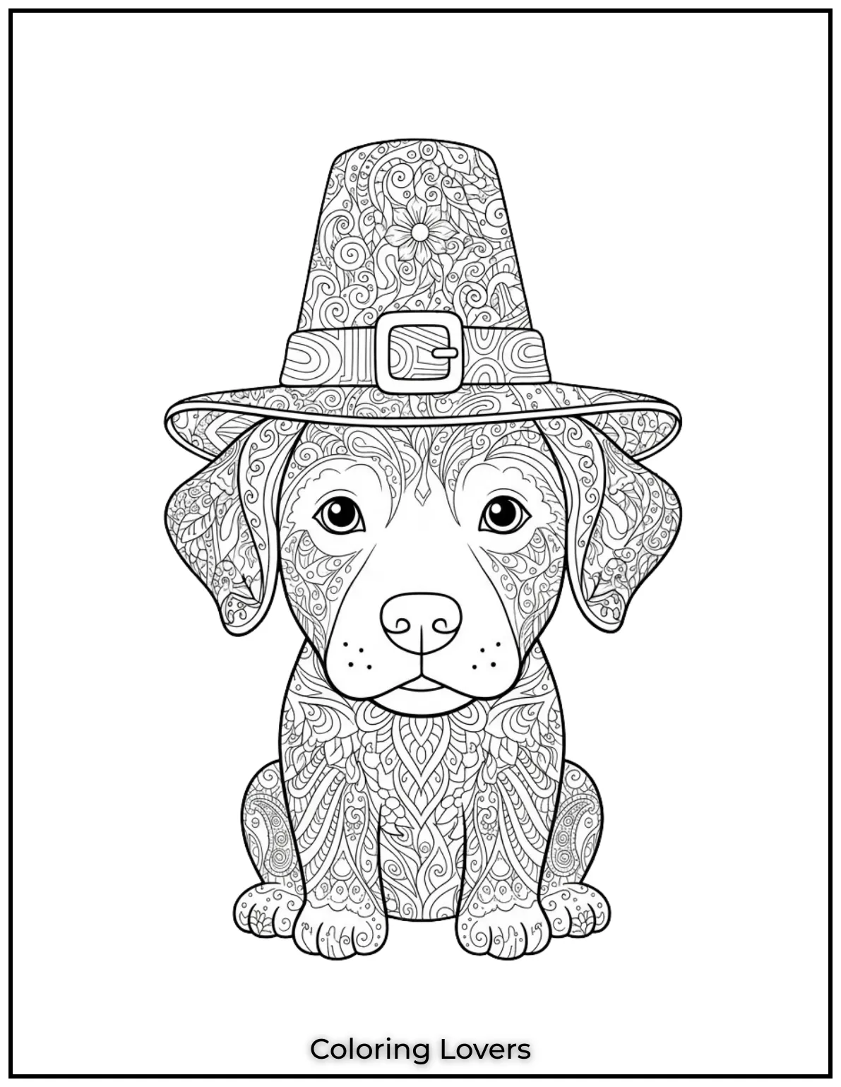 This adorable puppy is filled with detailed, intricate patterns coloring sheet!