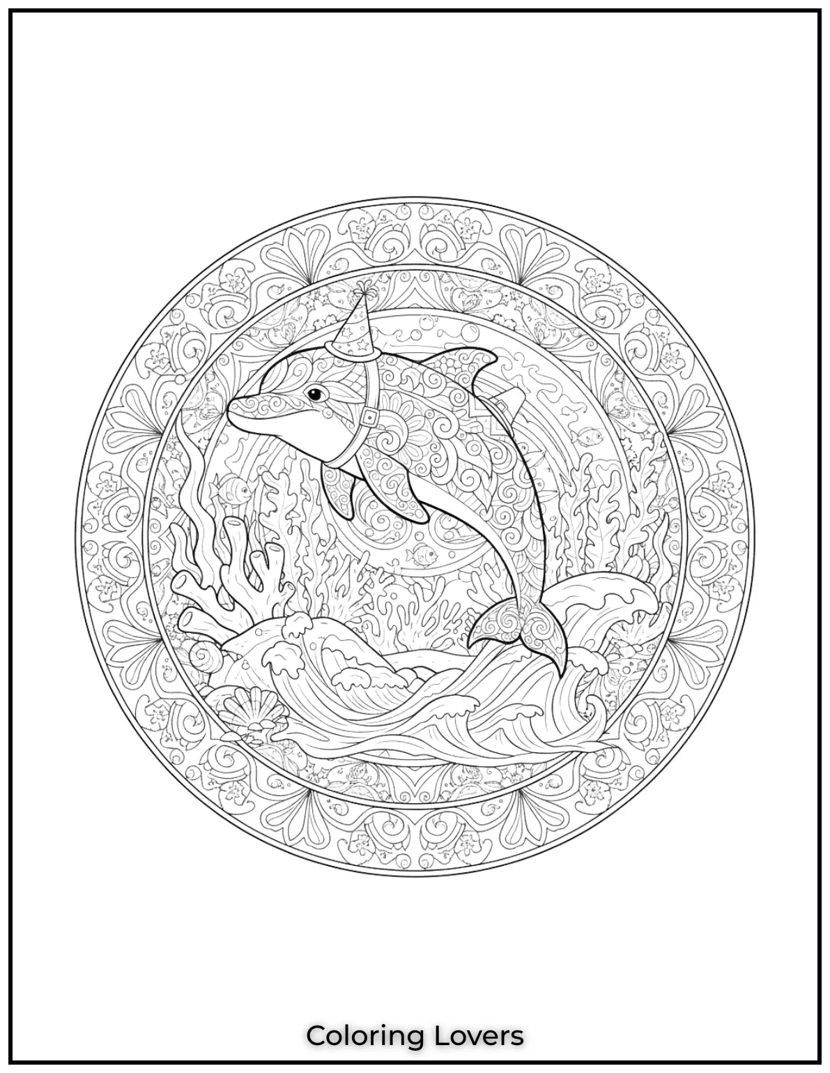 Cute and Easy Dolphin Coloring Pages 40 This beautiful dolphin mandala blends elegance and calmness in one coloring page