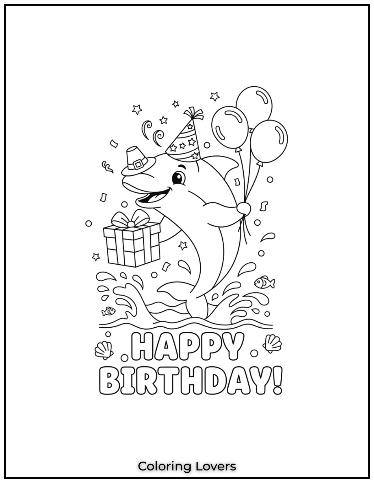 Cute and Easy Dolphin Coloring Pages 21 This cheerful dolphin is ready to celebrate with you.