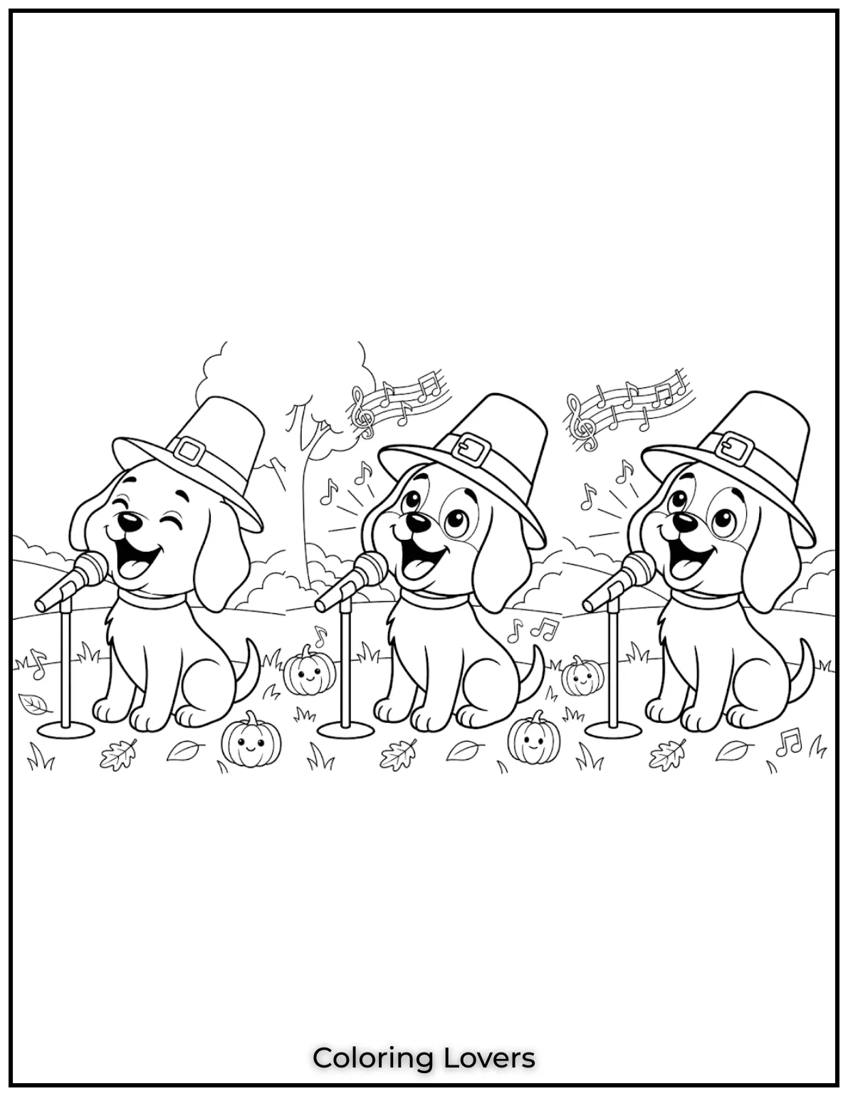 This cheerful puppy is singing coloring activity 