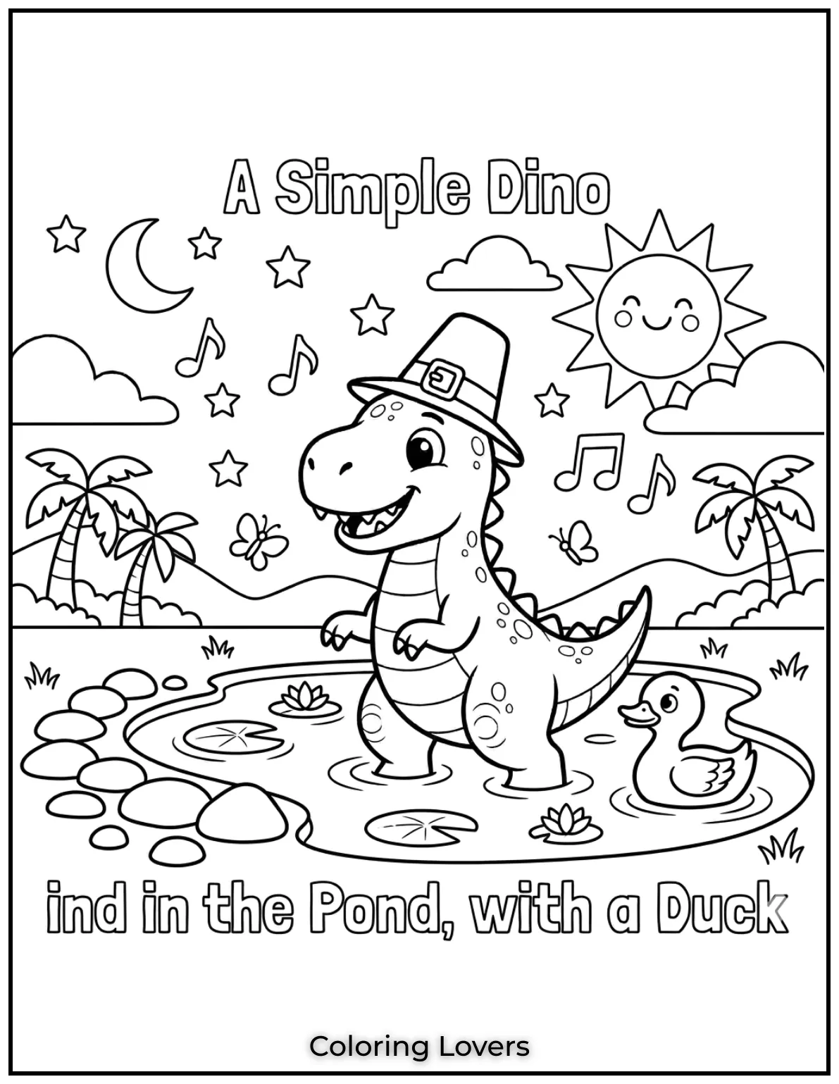 This dino in a pond with a duck is perfect for toddlers