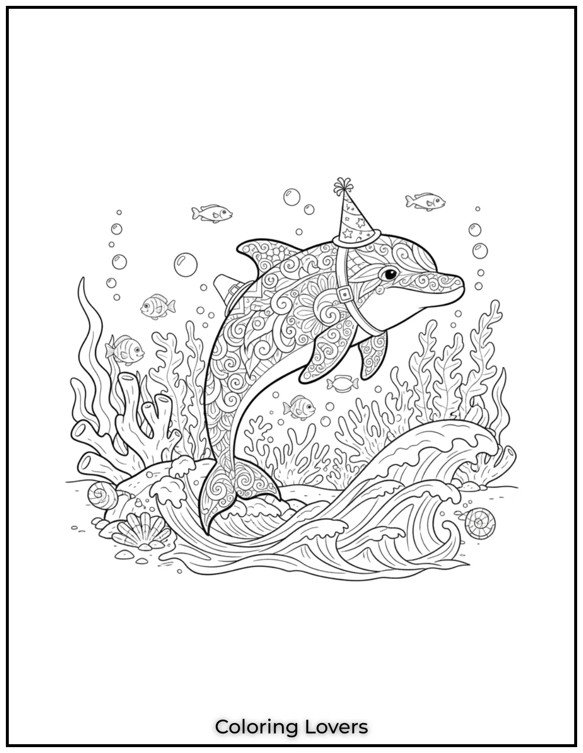 Cute and Easy Dolphin Coloring Pages 39 This intricately designed dolphin with vibrant colors cute coloring idea