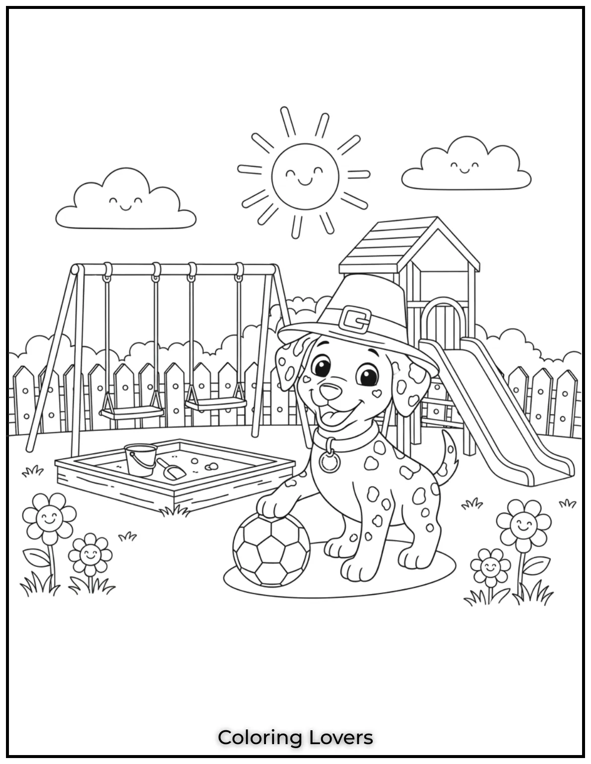 This playful Dalmatian puppy is enjoying a fun day 