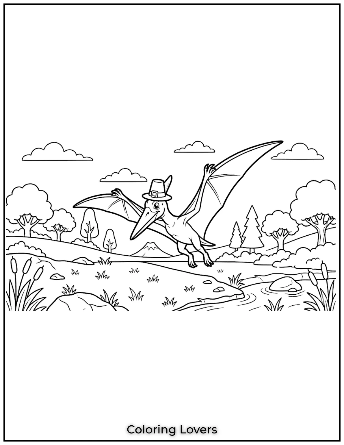 This realistic Pterodactyl is captured mid-flight over prehistoric plains. 