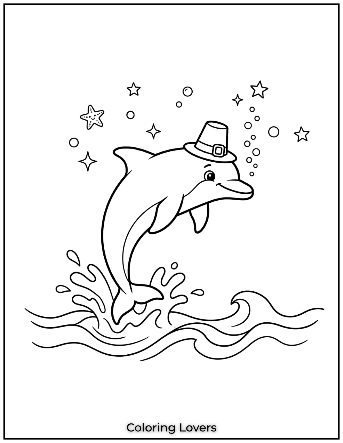 Cute and Easy Dolphin Coloring Pages 9 This simple dolphin is leaping gracefully out of the water, ready for you to add your creative touch.