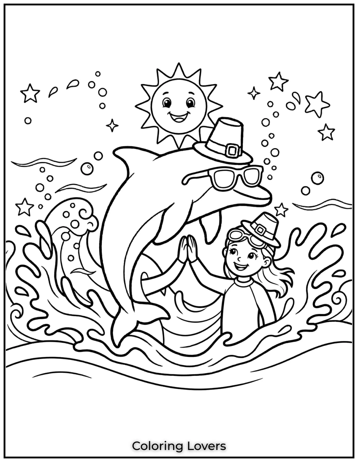 Cute and Easy Dolphin Coloring Pages 15 This sweet moment between a girl and a dolphin is full of warmth.