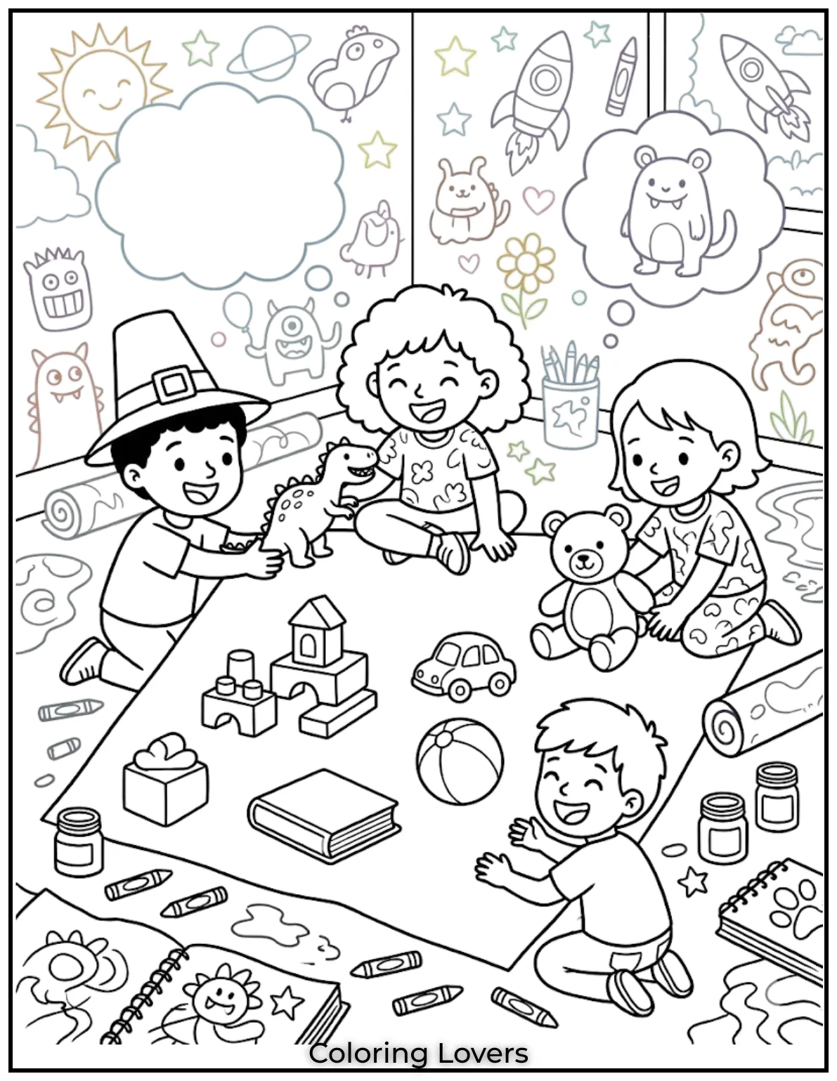 Because sharing toys and crayons makes everything better—especially on a happy Thursday.