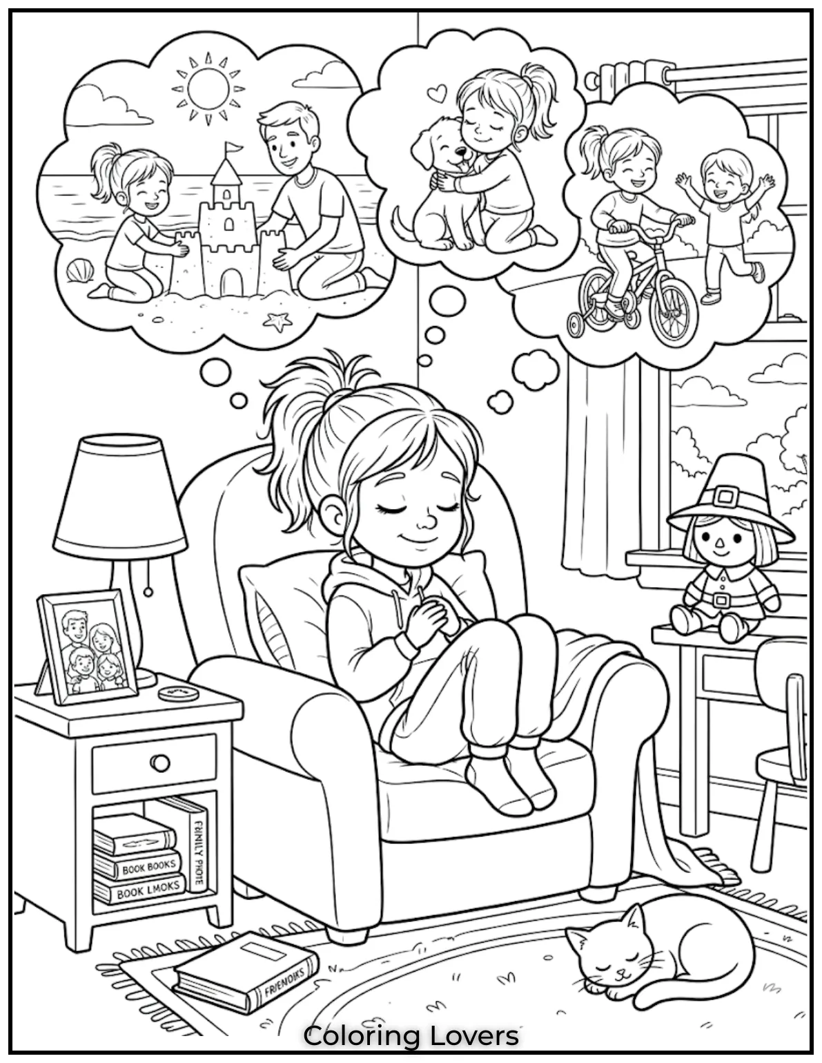 Kids can color their favorite memories and turn them into bright, joyful little masterpieces.