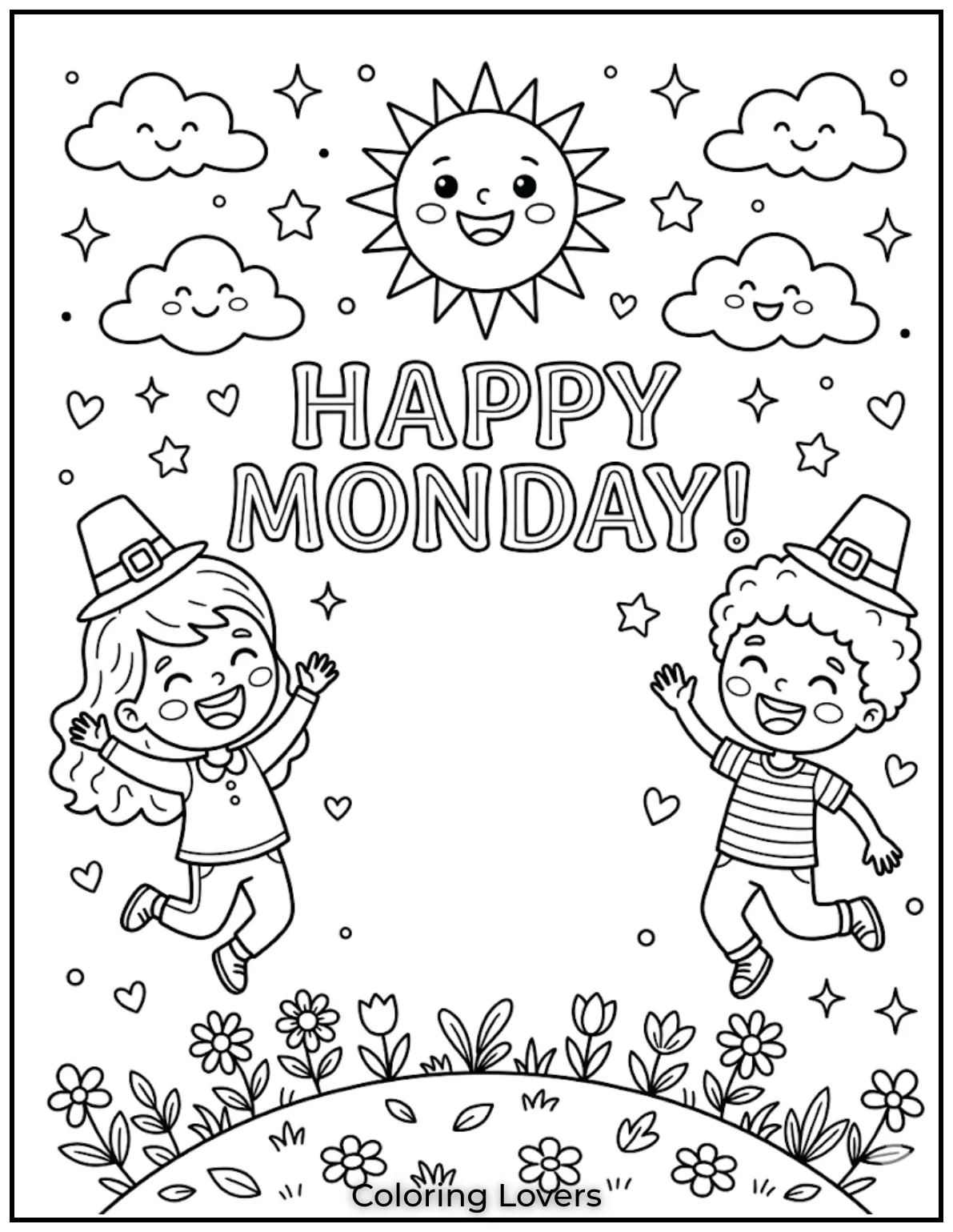 Bright smiles, happy suns, and cheerful faces help kids start Monday with positive, joyful energy.
