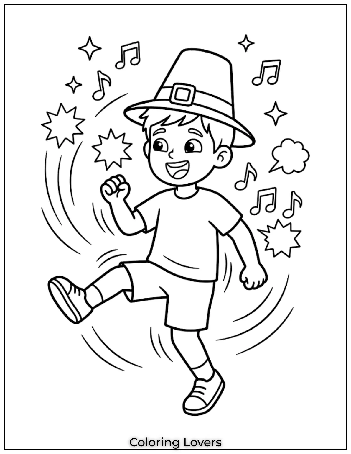 Funky Dance MovesCharacter dancing in funny pose, motion lines, energetic scene, clean background, coloring page