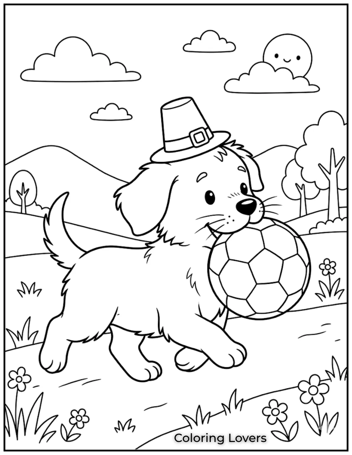 Here’s a playful pup carrying a soccer ball, ready for some fun