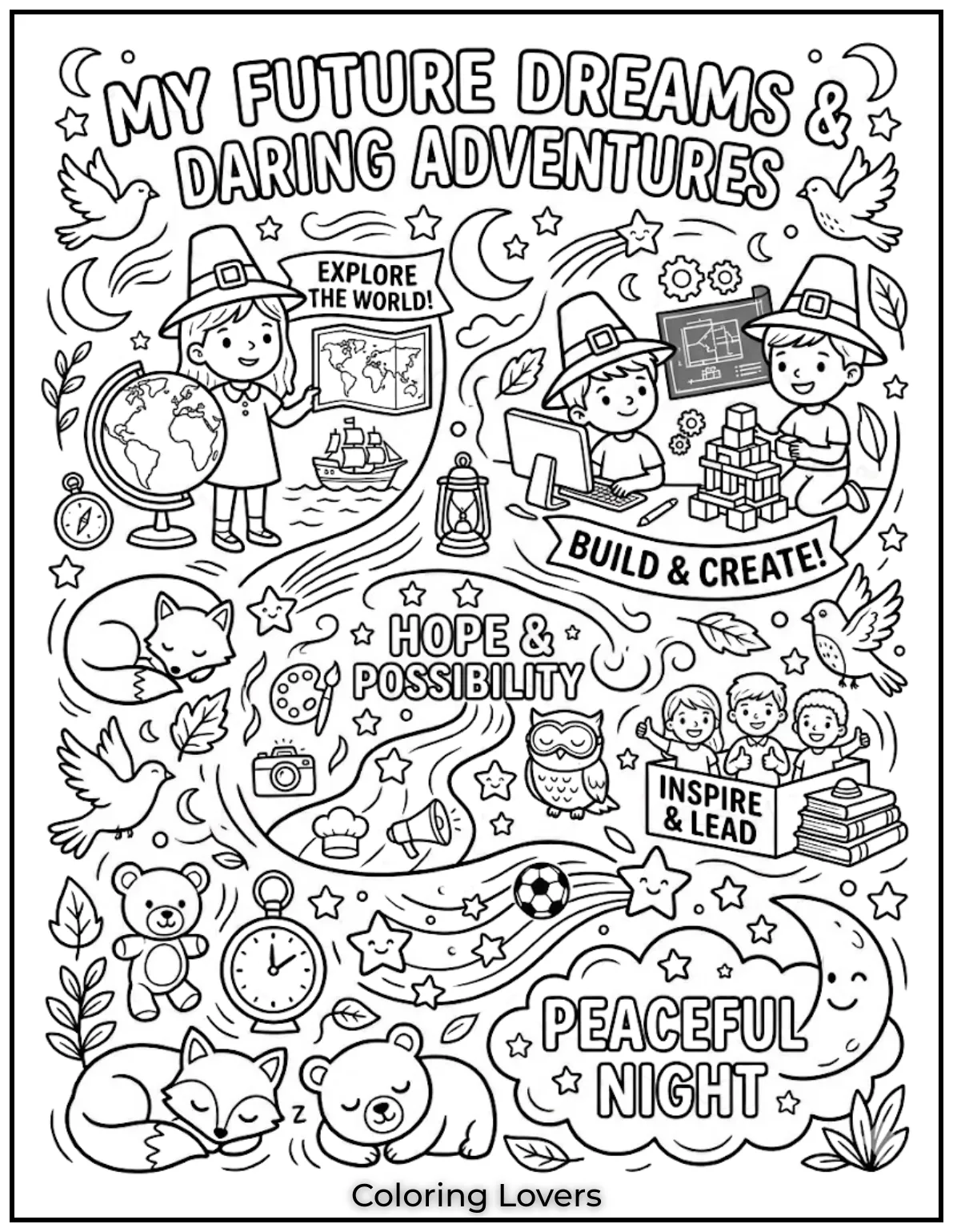 Kids color dreams like future jobs, helping them feel excited, inspired, and hopeful about possibilities.
