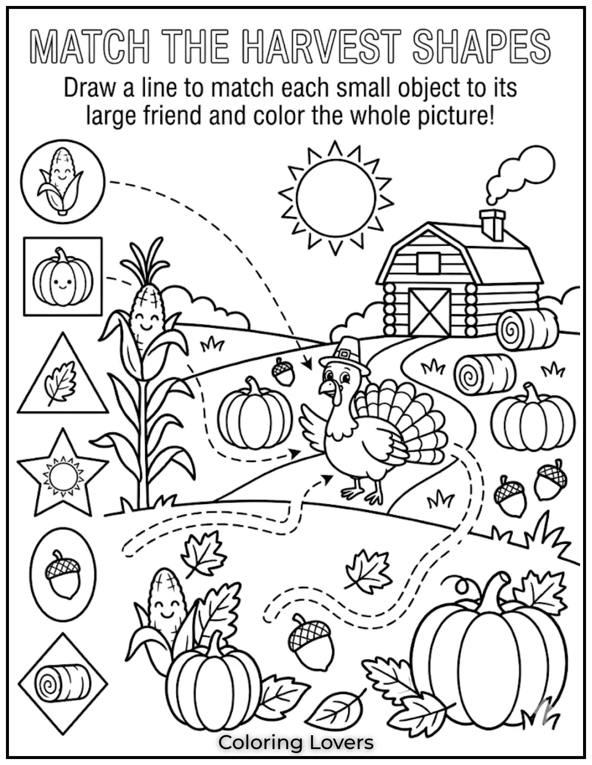 Matching shapes or objects before coloring helps kids learn while enjoying creative playtime