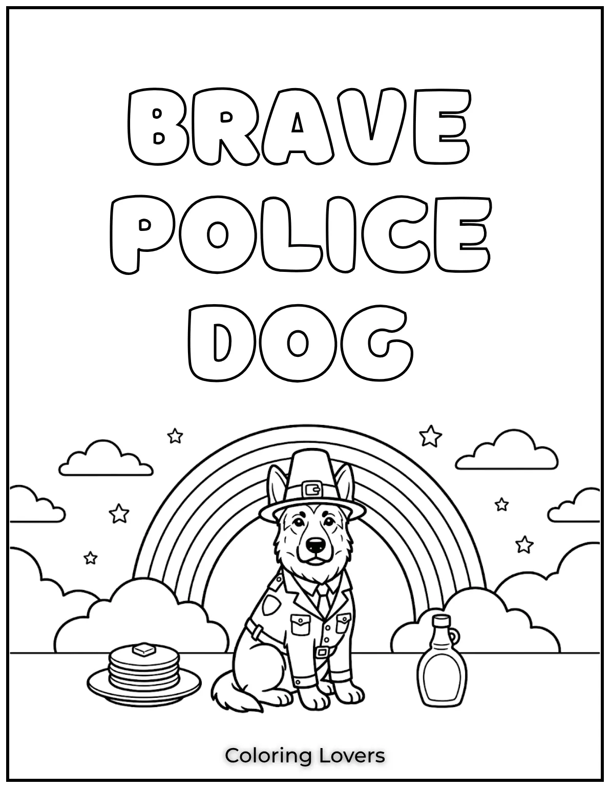 Our brave police dog stands tall in his uniform, ready for action