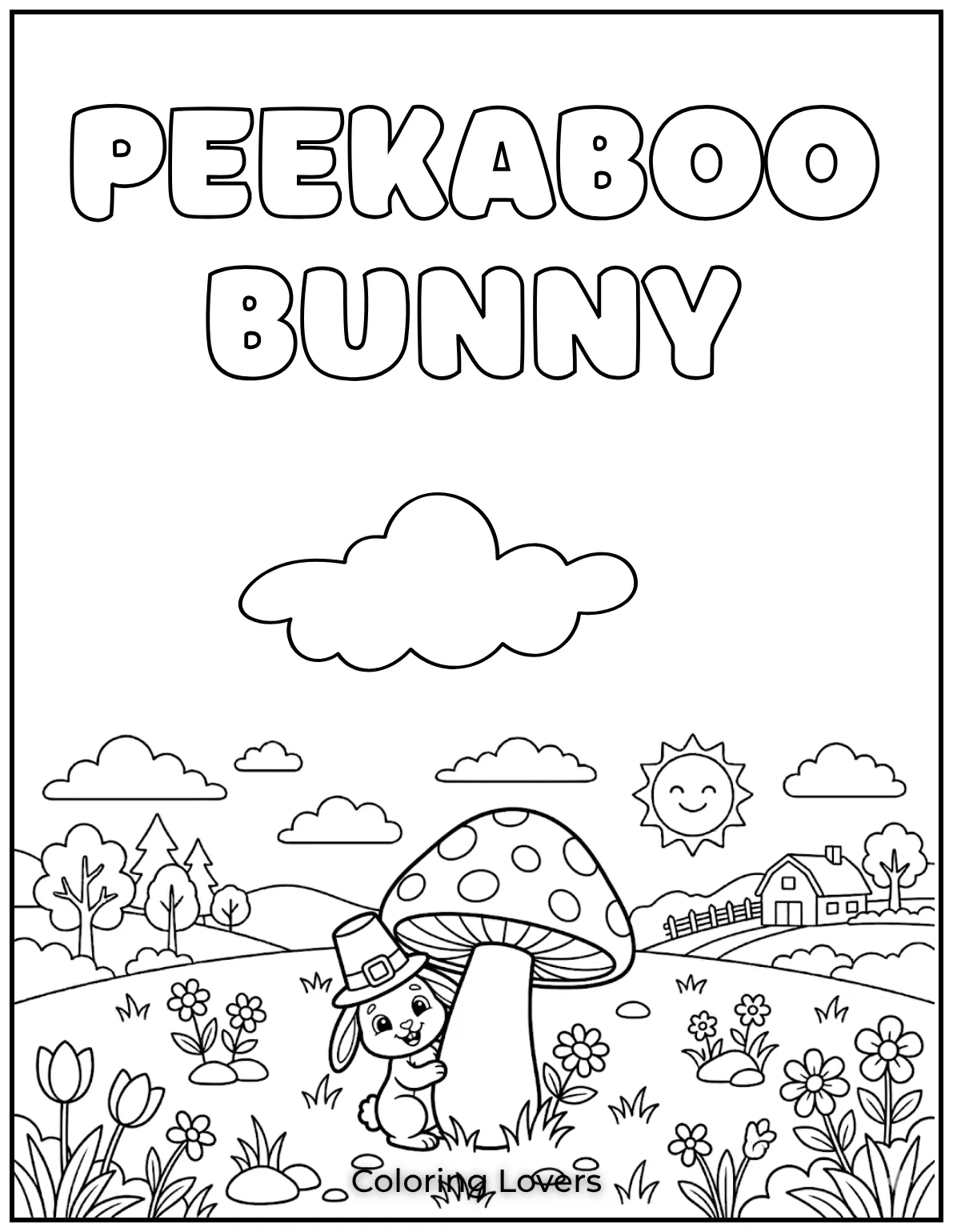 Peekaboo! This bunny is playing hide-and-seek behind a giant mushroom