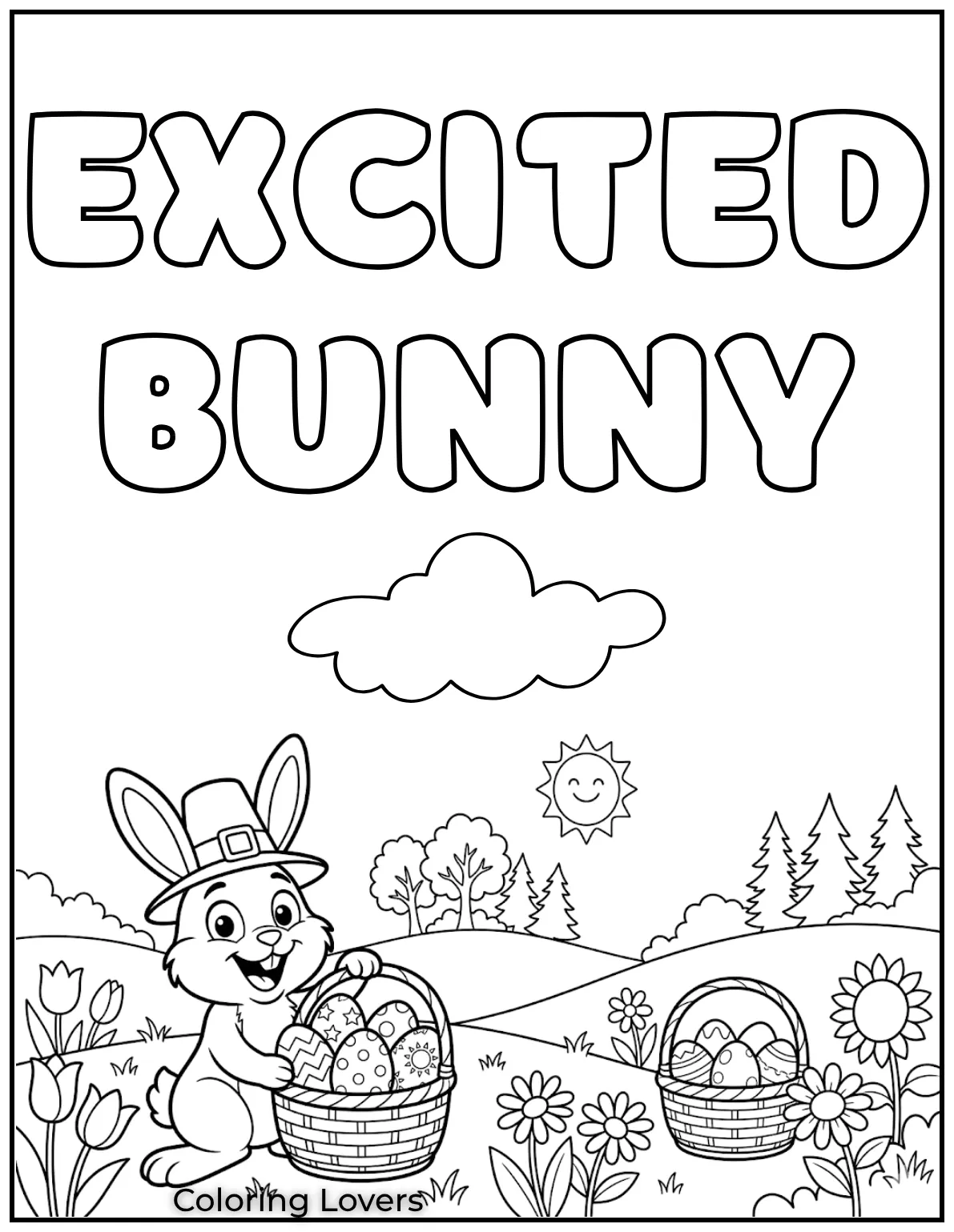 The excitement on this bunny’s face with a basket full of eggs is just adorable