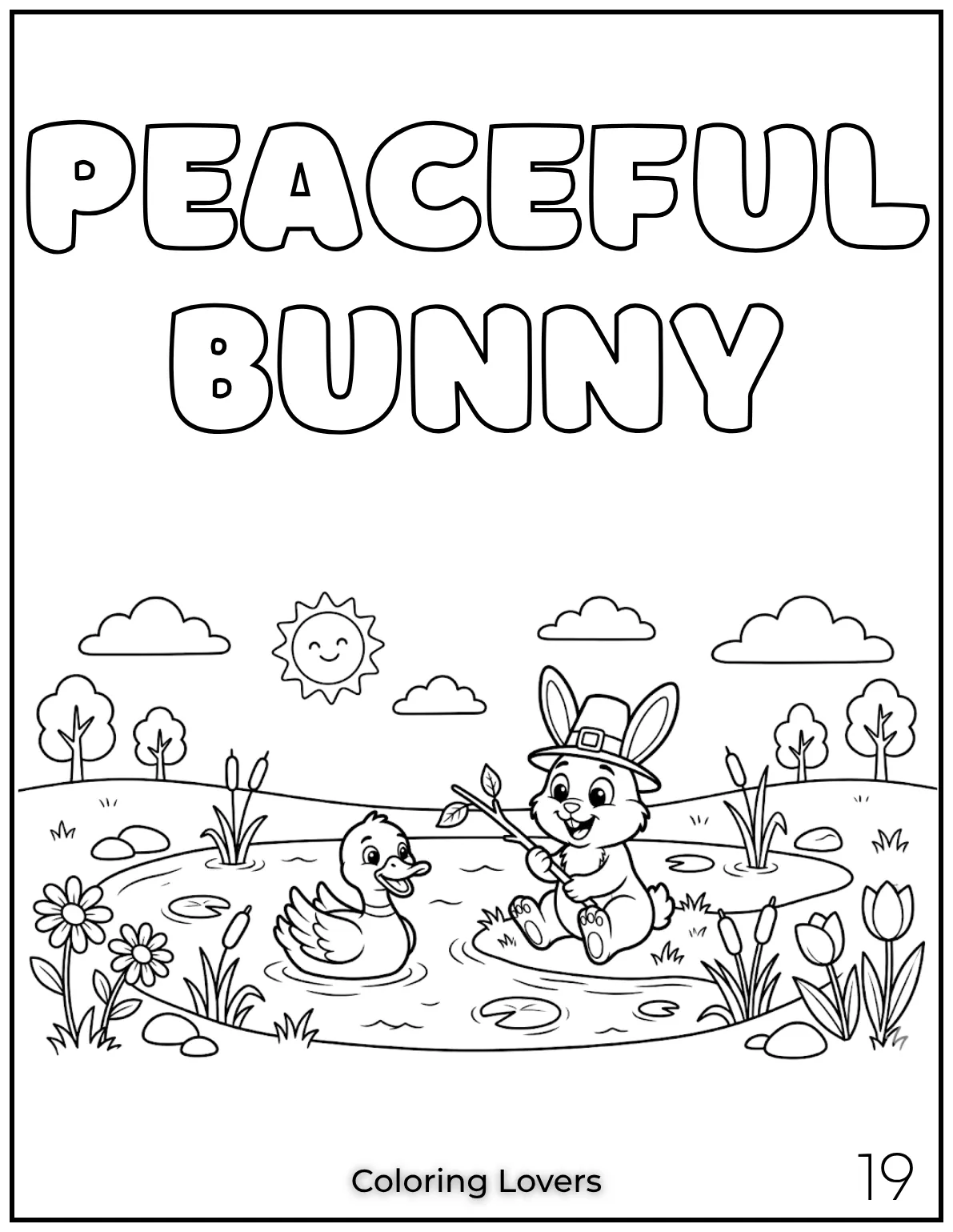 This bunny and duck by the pond are the best of friends