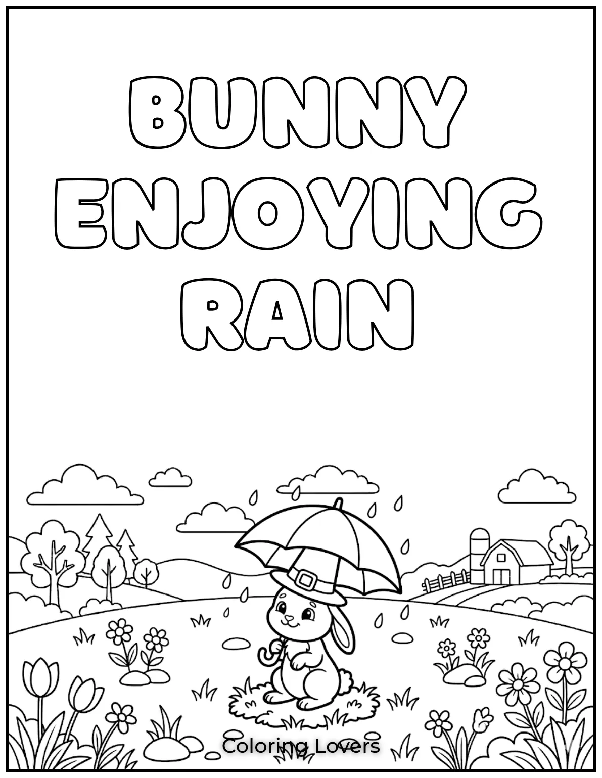 This bunny is staying dry under its little umbrella while enjoying the rainy weather.