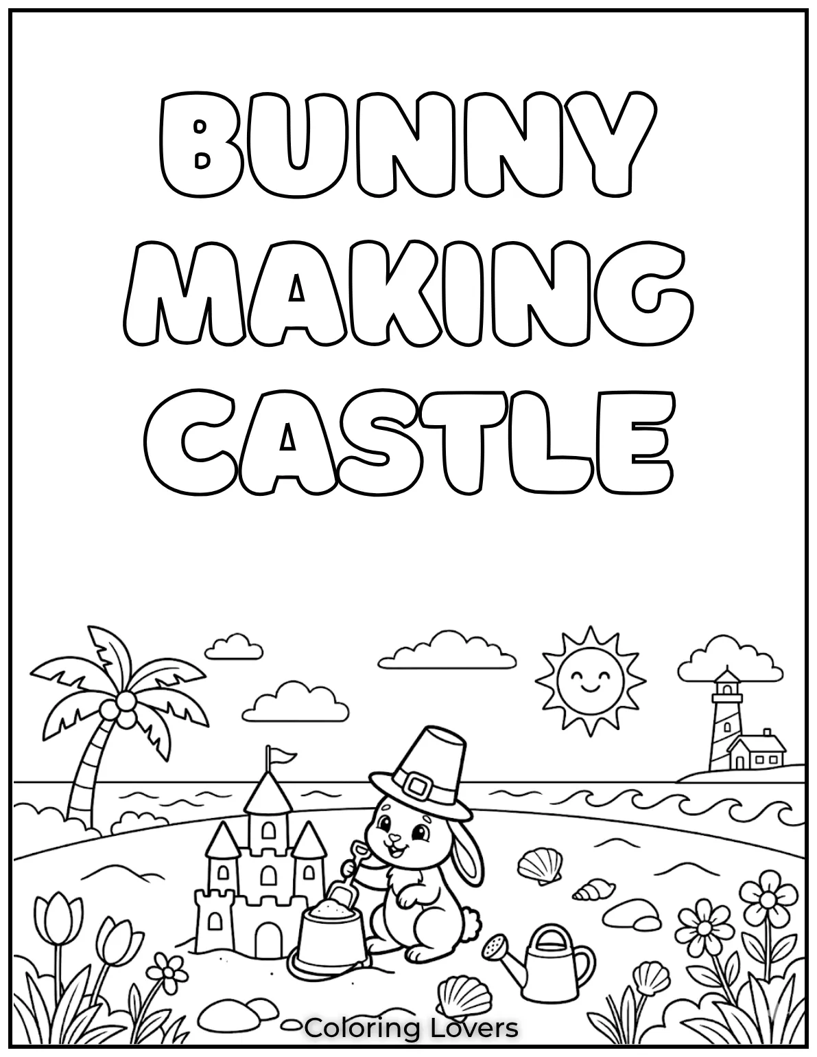 This cute bunny is having the best time building a sandcastle
