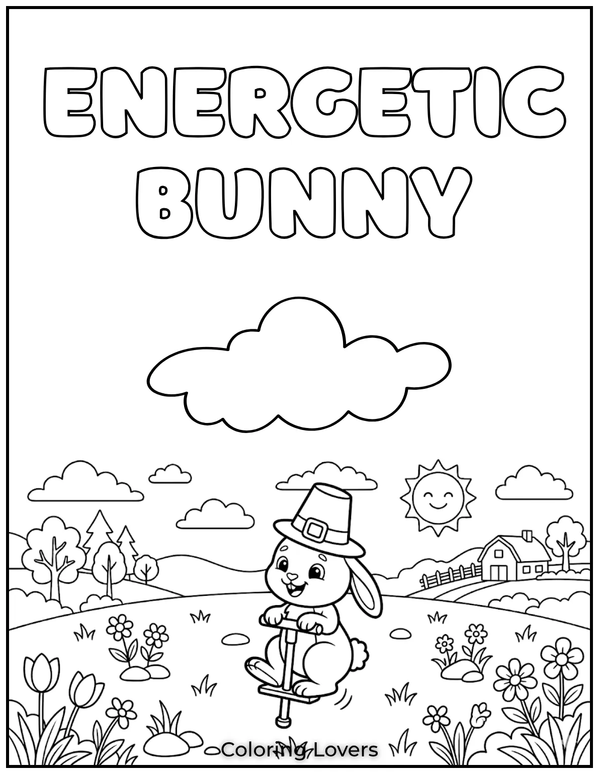 This energetic bunny bouncing on a pogo stick is sure to bring smiles