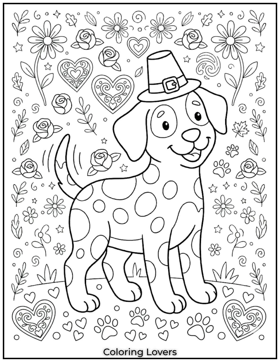 This happy dog surrounded by hearts reminds me of how dogs show endless love. I drew this to capture their adorable energy for kids to enjoy.