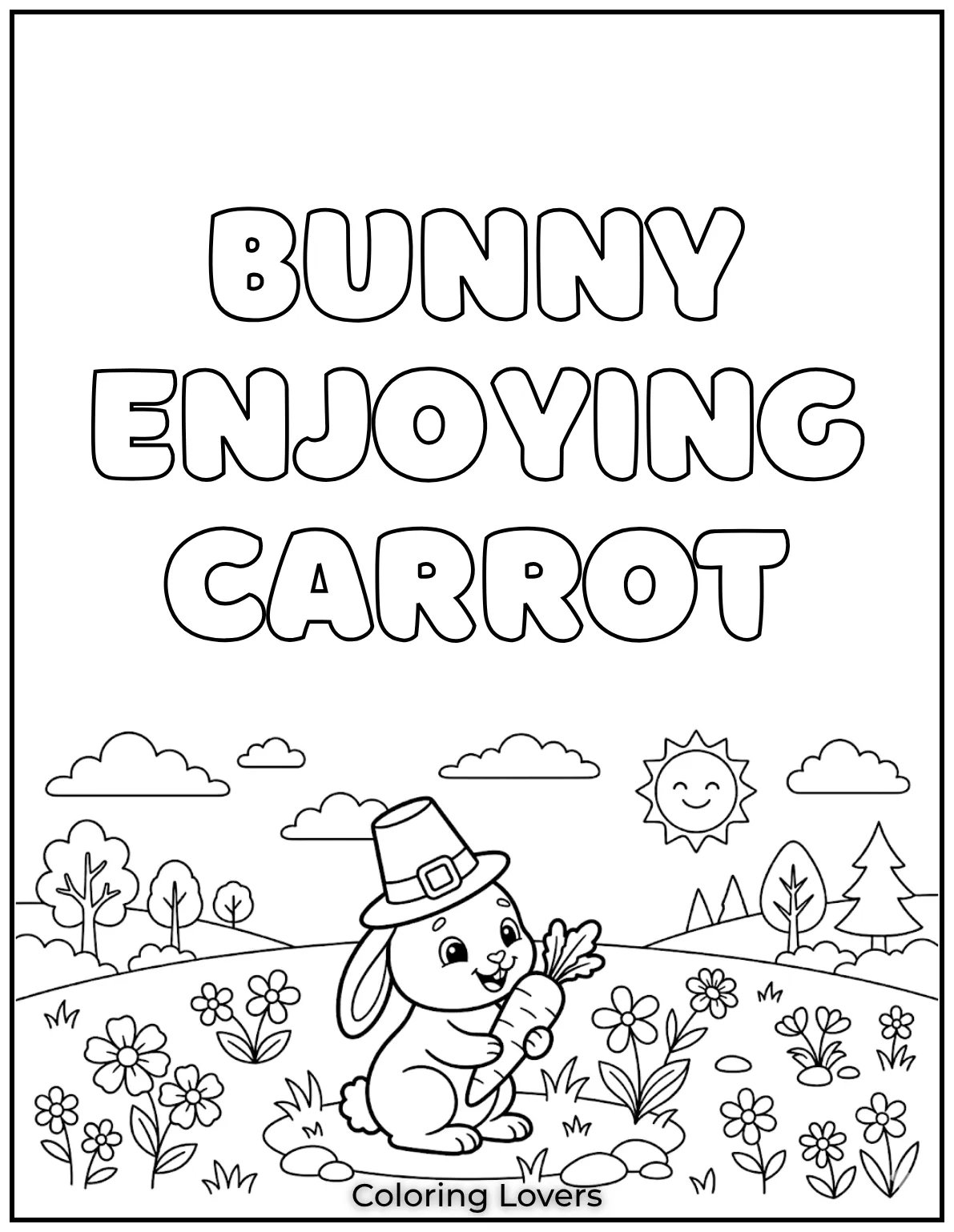 This happy little bunny is enjoying a snack in the sunshine