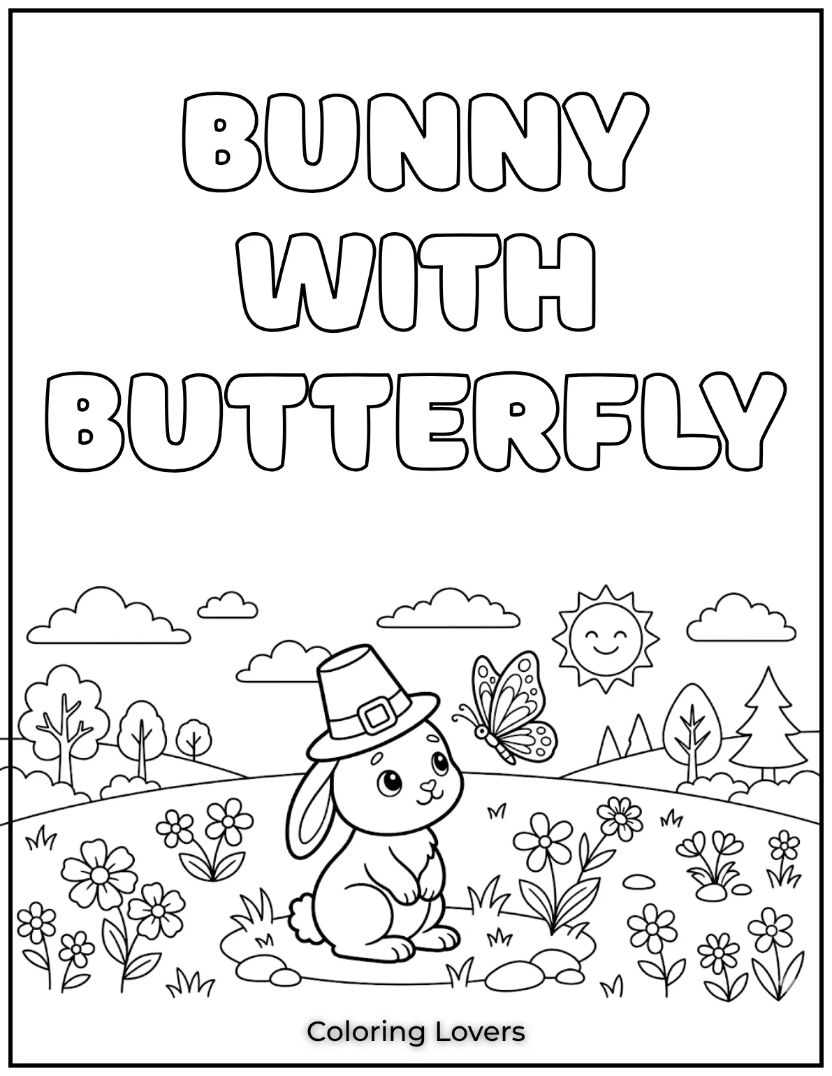 Watching this bunny sit still as a butterfly floats by feels like a quiet afternoon in the garden.