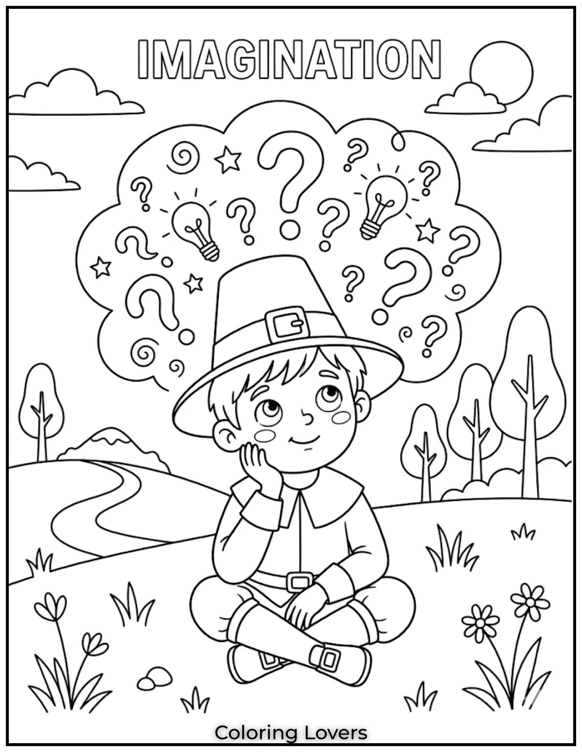 This Wednesday coloring page encourages curiosity, helping kids think and imagine while coloring creatively.