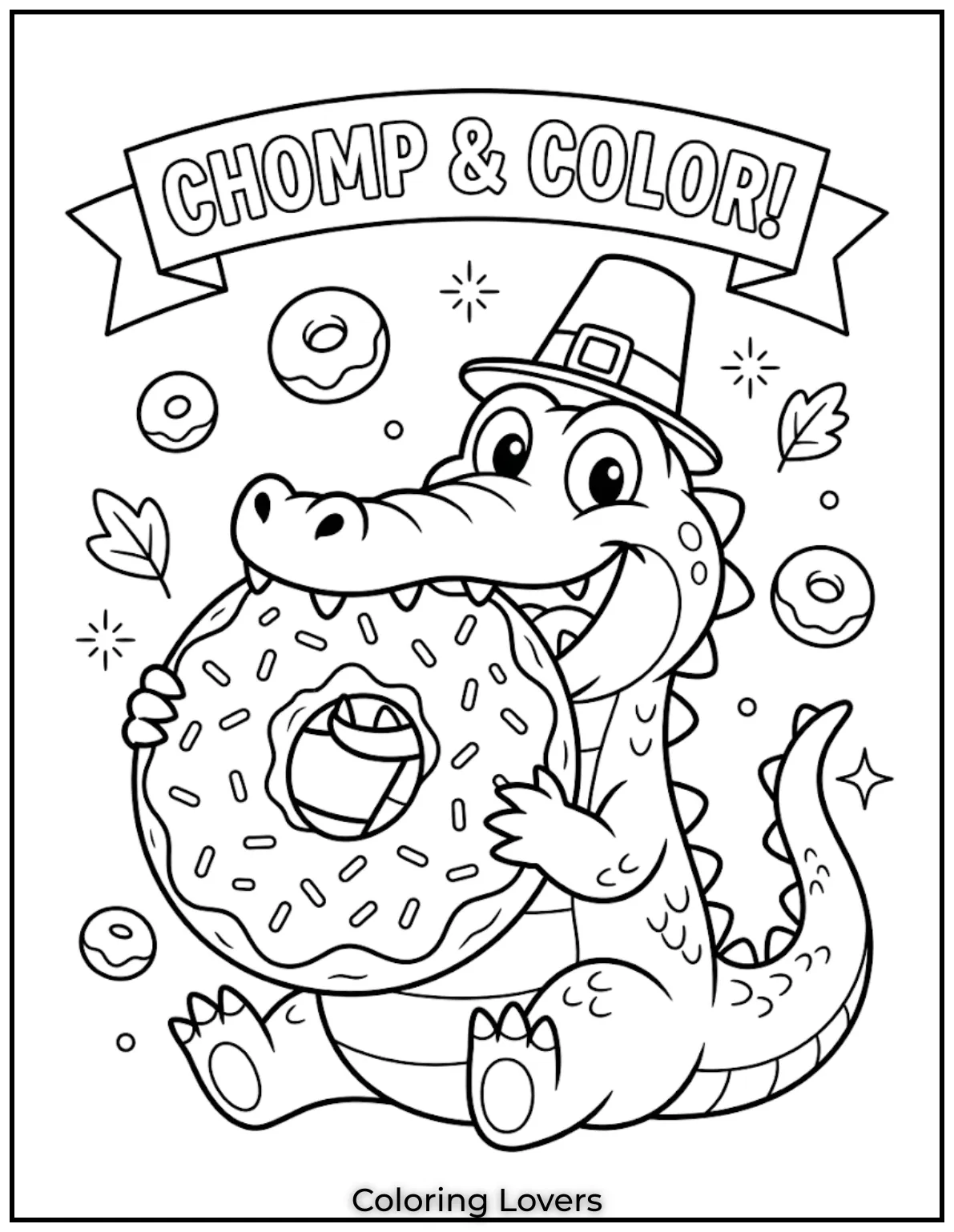 Donut Coloring Pages Kids Will Love Fun Cute Printables 34 Alligator Donut Coloring Page