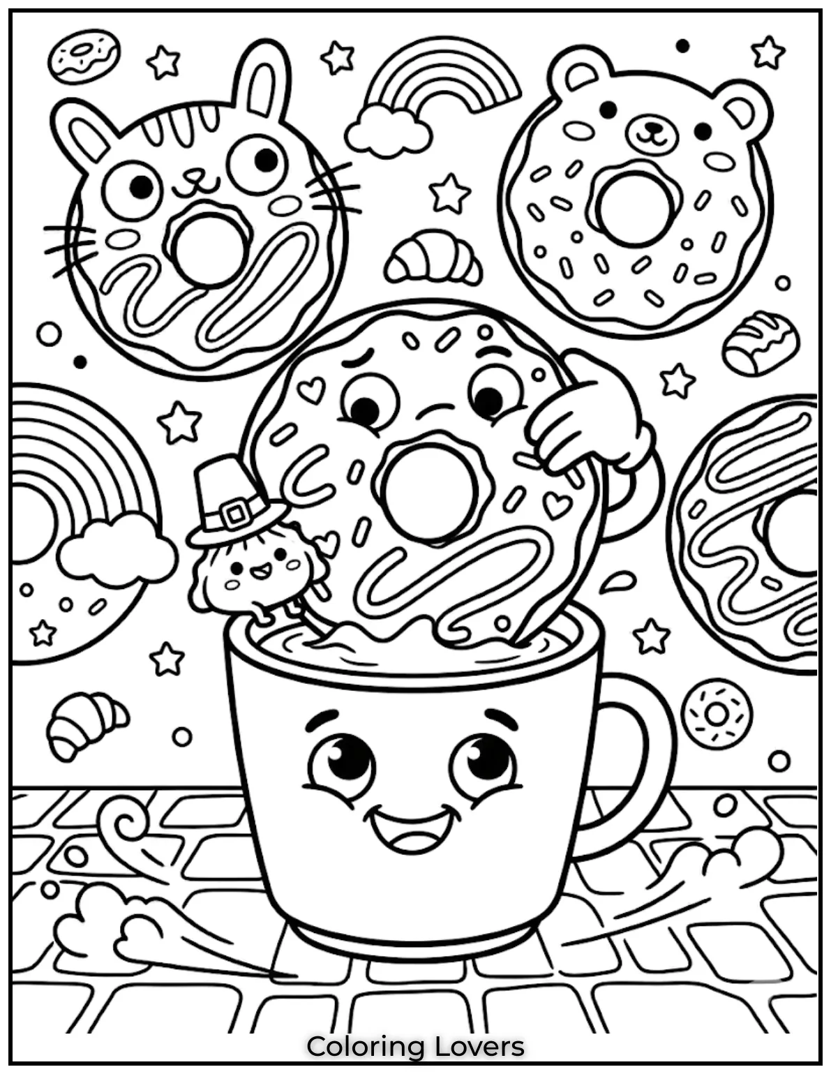 Donut Coloring Pages Kids Will Love Fun Cute Printables 11 Coffee Donut Coloring Page