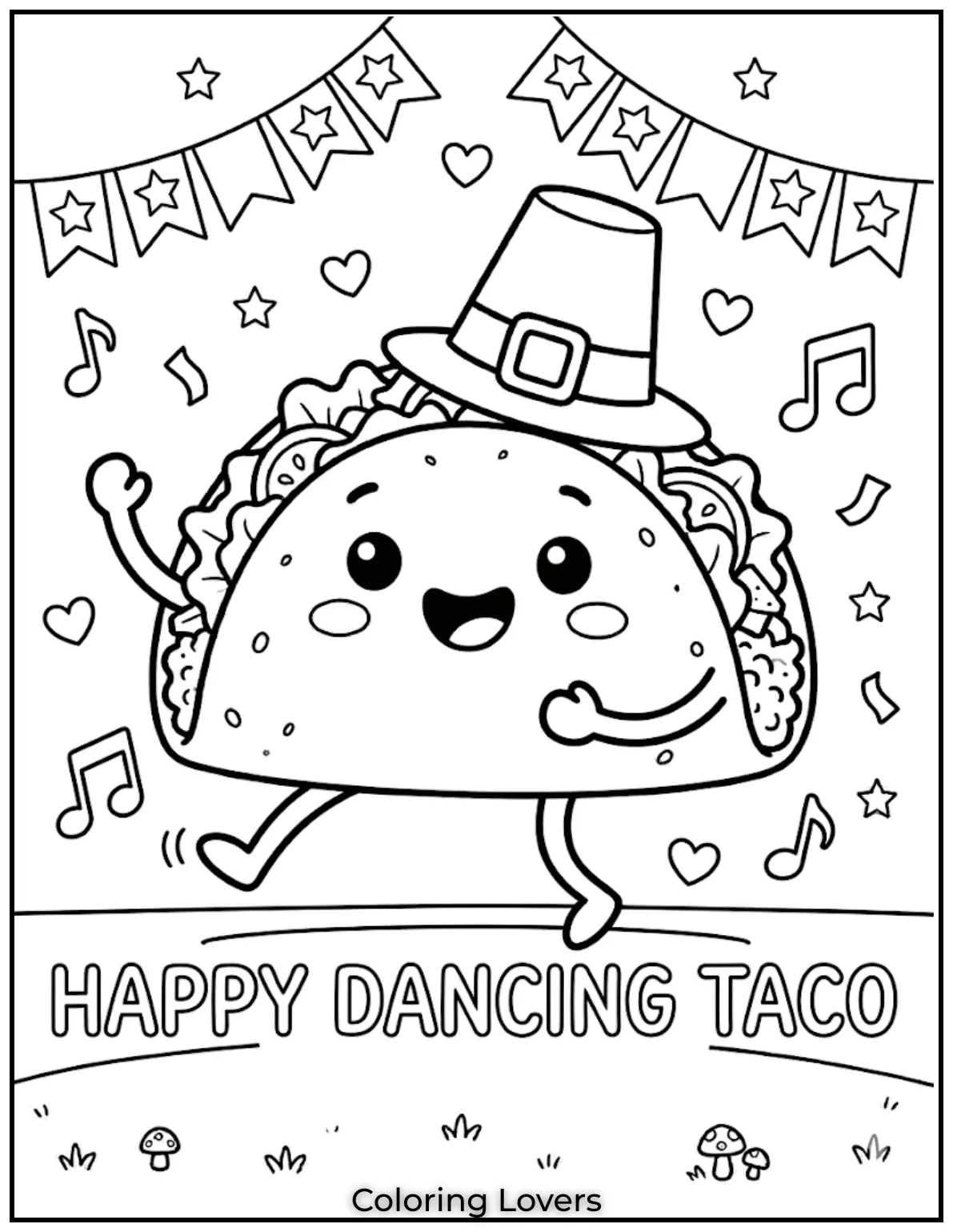 Dancing Taco Friend Coloring Pages 1