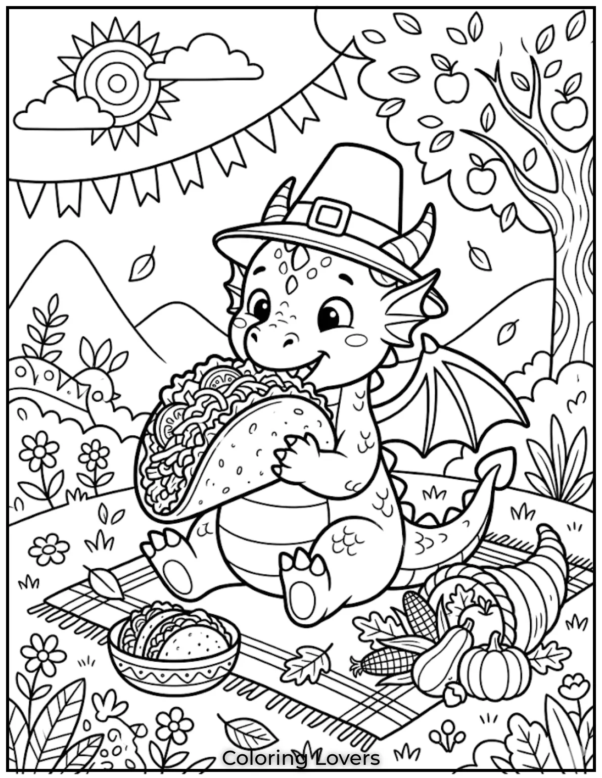 Dragons Love Tacos Coloring Pages 1