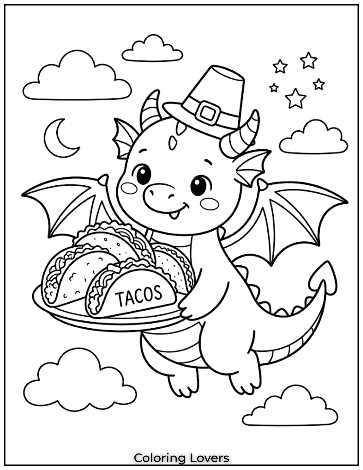 Flying Dragon Taco Coloring Pages 1