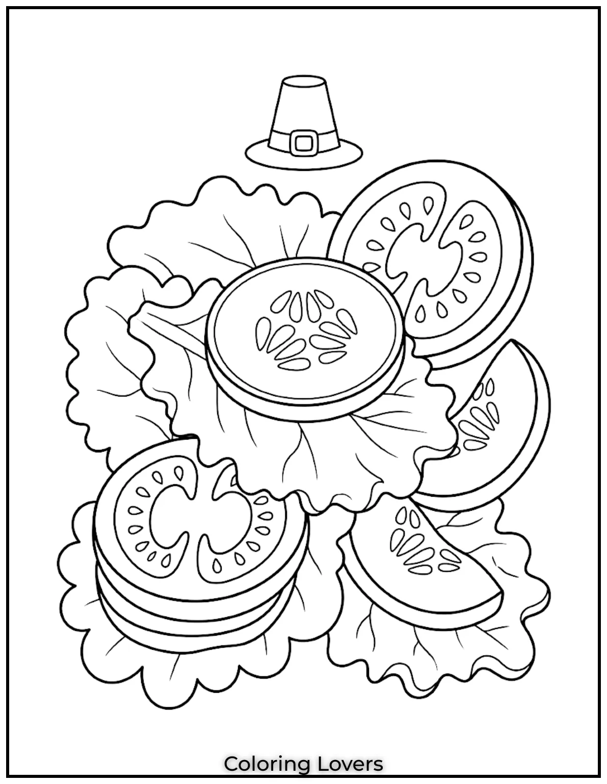 Colorful vegetables pop outside sandwiches, adding cheerful energy and exciting details throughout every coloring page design.