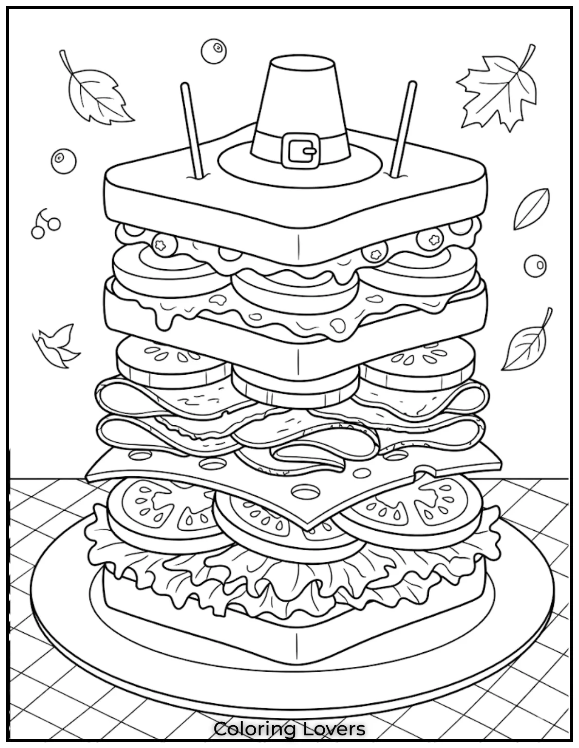 Multiple sandwich layers inspire creative coloring choices while making every printable page feel exciting and unique.
