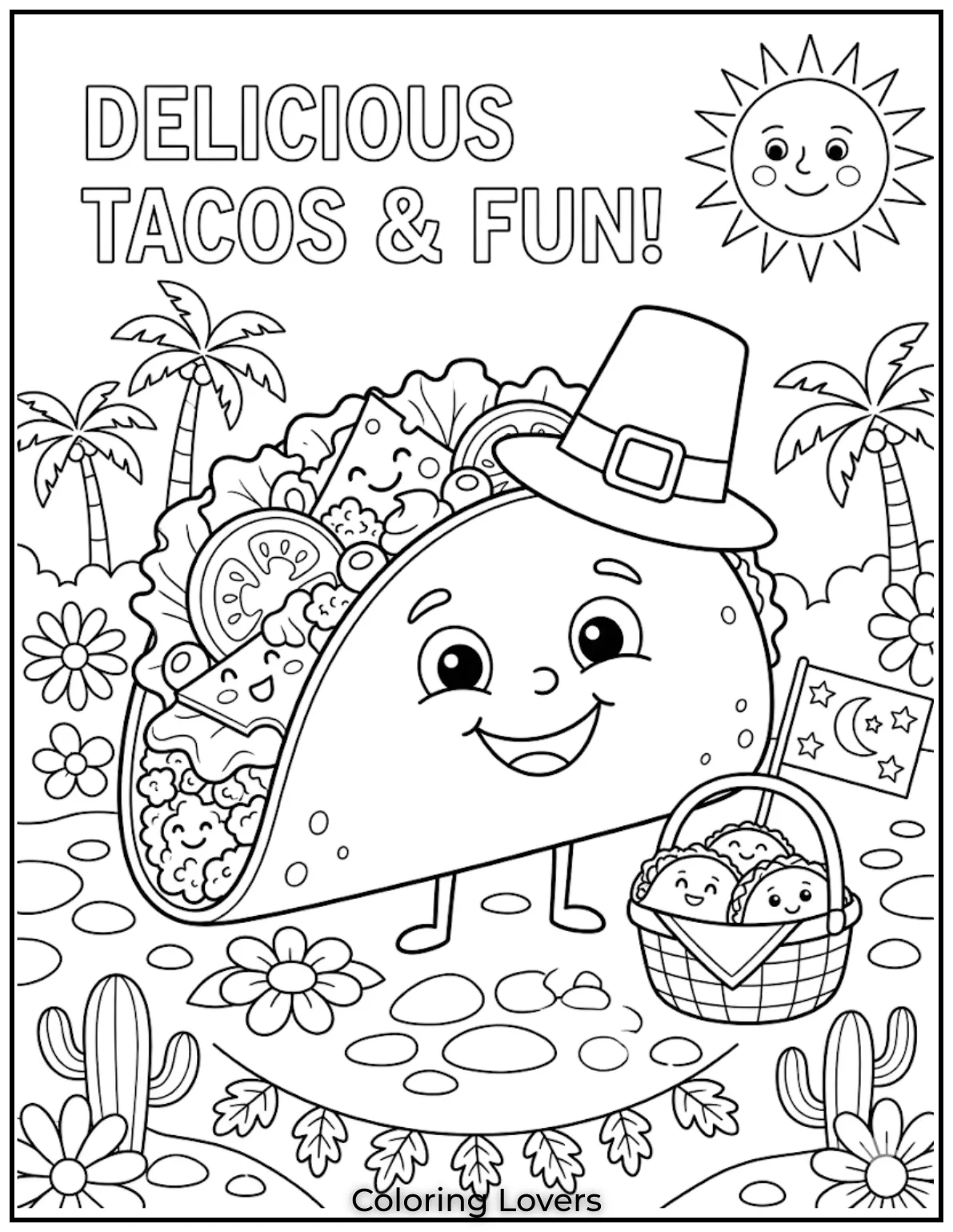 Loaded Street Taco Coloring Pages 1